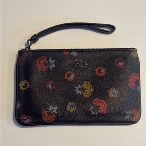 Coach Black Floral Wristlet
